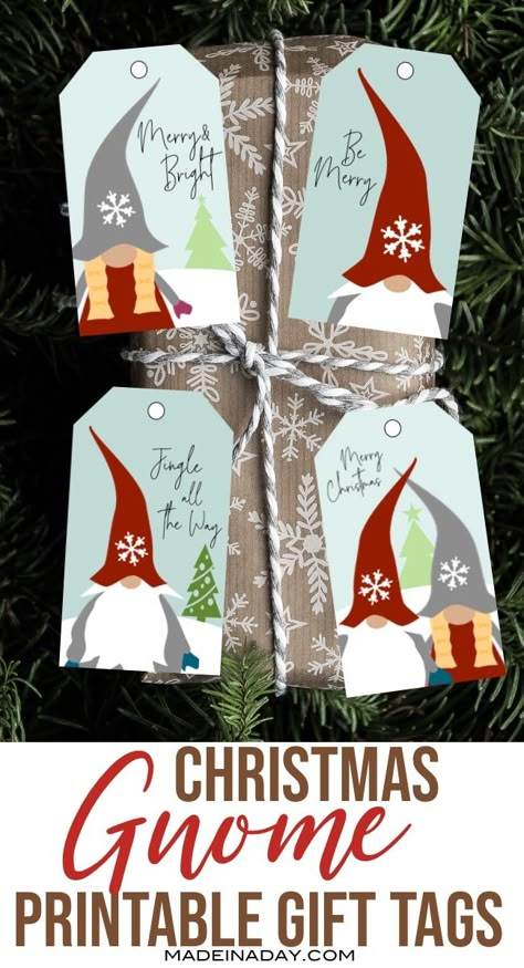 Gnome Gift Tags, Gift Tags Free Printable, Free Christmas Tags, Tags For Gifts, Christmas Gift Tags Free, Christmas Tags Printable, Christmas Gift Tags Printable, Gnome Gift, Free Gift Tags