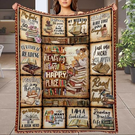 Amazon.com: Biepiaowo Book Lovers Gifts Blanket for Women,Book Reader Gifts Throw Blanket Book Club/Bookworm/Reading Gifts for Book Lover Bookish,Literary Gifts Blanket 60"x50" : Home & Kitchen Book Reader Gifts, Reader Gifts, Reading Gifts, Literary Gifts, Personalized Quilt, Decorative Blankets, Custom Quilts, Bookish Gifts, Funny Words