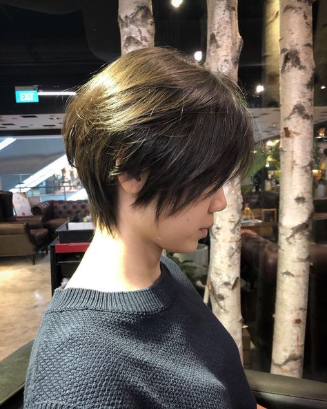 ผมทรง Long Pixie, Two Block Haircut, Tomboy Haircut, Black Pixie, Peinados Hair Styles, Korean Haircut, Short Hair Tomboy, Geometric Hair Clip, Hair Services