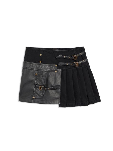 Introducing the Versace Jeans Couture Buckle Mini Skirt. {@@=Ist.Core.Helpers.StringHelper.RemoveHtmlTags("{@@=Ist.Core.Helpers.StringHelper.ToProperCase("An asymmetric pleated mini skirt with denim and coated panels, featuring accent Baroque buckles. Skirt Length: Mini Model Height and Size: The model is 179 cm / 5'9" and is a UK size 8. She is wearing a size S. Washing Instructions: Dry clean Composition and Material: Outer composition 1: 100% Cotton, Outer composition 2: 100% Polyester, Lining: 65% Polyester, 35% Cotton")}")} Versace Skirt, Mini Skirt Pleated, Dr Wardrobe, Mini Model, Mini Skirt Black, Skirt Pleated, Versace Jeans Couture, Versace Jeans, Pleated Mini Skirt