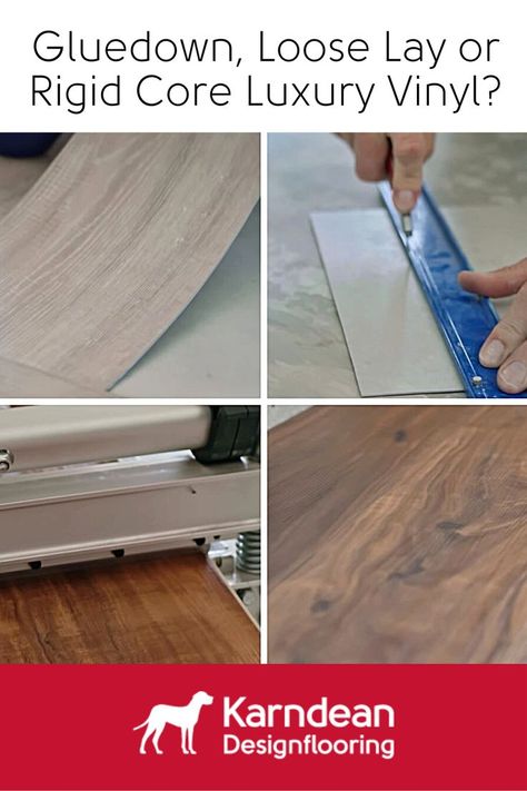 Four images showing different types of luxury vinyl being cut. Luxury Vinyl Floors, Karndean Flooring, Vinyl Floors, Vinyl Floor, Luxury Vinyl Flooring, Do You Know What, What Type, Luxury Vinyl, Vinyl Flooring