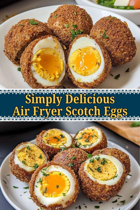 Looking for a crowd-pleasing snack? These Air Fryer Scotch Eggs are crispy, savory, and full of flavor. Made with hard-boiled eggs wrapped in sausage, seasoned just right, and air-fried to golden perfection—these little bites are the perfect addition to your game-day spread or party platter. Scotch Eggs Recipe, Animal Based Diet, British Foods, Party Platter, Family Brunch, Scottish Recipes, Scotch Eggs, Animal Based, Roast Turkey