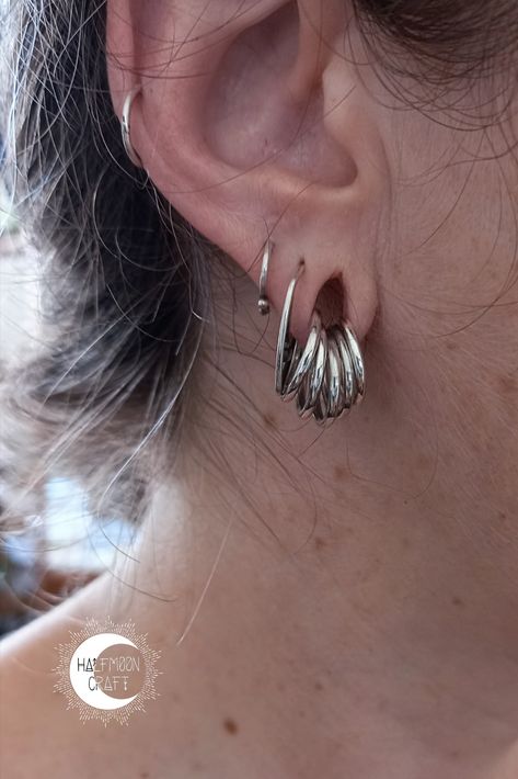 Stacked Stretched Ears, Streched Ear Women, Stacked Hoops In Stretched Ears, Stretched Ears With Hoop Earrings, Ear Weights Stretched, Stretched Ears Jewelry, Stretched Ear Jewelry, Stretched Ears Girl, Stretched Ears With Earrings