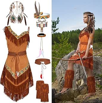 Dwts Outfits, Pocahontas Halloween Costume, Pocahontas Halloween, Fringe Outfits, Wild West Fancy Dress, Wild West Costumes, Thanksgiving Play, Womens Costume, Indian Princess