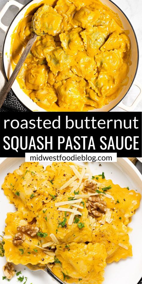 Ravioli Squash Recipe, Fresco, Sage Butternut Squash Pasta, Ravioli With Butternut Squash Sauce, Butternut Squash Cream Sauce, Butter Nut Squash Pasta Recipes, Butternut Squash Alfredo Sauce, Pumpkin Butternut Squash Pasta Sauce, Butternut Squash Ravioli Sauce