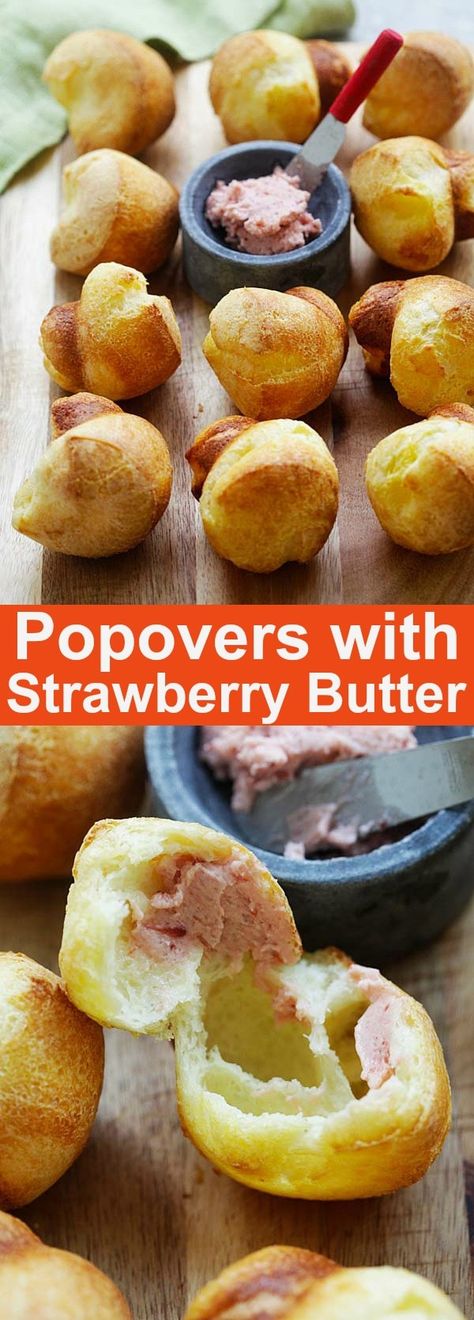 Essen, Best Homemade Rolls, Popovers Recipe, Sweet Potato Soup Vegan, Popover Recipe, Strawberry Butter, Diy Easy Recipes, Nieman Marcus, Homemade Rolls