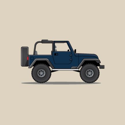 Jeep Wrangler illustration by Ross Miller Jeep Illustration Art, Jeep Wrangler Illustration, Jeep Wrangler Drawing, Jeep Cartoon, Jeep Painting, Jeep Illustration, Jeep Drawing, Blue Jeep Wrangler, Jeep Wallpaper