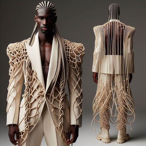 Men’s Couture, Runway Fashion Men, Mens Fantasy Fashion, Avant Garde Fashion Male, Transformable Fashion, Mode Queer, Avant Garde Streetwear, Pola Macrame, Visionary Fashion