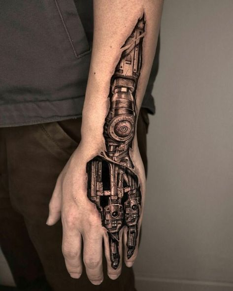 Turbo Hand Tattoo, Mechanics Tattoo Ideas, Terminator Hand Tattoo, Mechanic Hand Tattoo, Tattoo Ideas Mechanic, Mechanical Finger Tattoo, Female Mechanic Tattoo, Anatomical Tattoo Human Anatomy, Tech Tattoo Ideas For Men