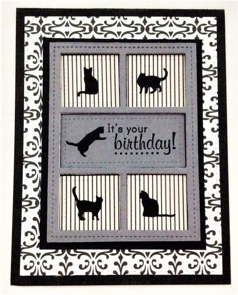 Cats Happy Birthday As these are custom, handmade cards, finished results may vary from the on-line store photos. NOTE: This card is manufactured with two different borders. One is black. One is gray. Border color is dependent upon availability. Please specify whether you want a black or grey border when placing your order request. We will do our utmost to meet your product request. IMPORTANT: Make sure you double check your ship to address before placing your order. Ship to address errors significantly slow down processing time. Note: First Class Mail shipments may be slow. Please allow enough time to receive your order, i.e., if you're anticipating a birthday or other personal event, allow 15 days or more for shipping from point of sale. Cats Happy Birthday, Crazy Cats Cards, Cat Cards Handmade, Cats Happy, Carte Halloween, Cat Birthday Card, Hand Made Greeting Cards, Bday Cards, Store Photos