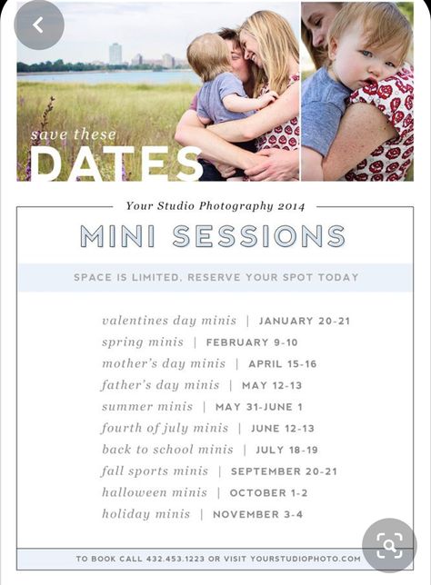 Fall Mini Advertisement, Christmas Mini Sessions Pricing, Mini Photo Session Advertisement, Photography Specials Ideas, Christmas Mini Session Advertisement, Mini Photo Session Pricing, Pricing Photography Sessions, Photoshoot Pricing List Beginner, Business Plan Photography