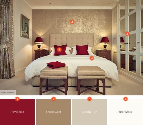 20 Dreamy Bedroom Color Schemes | Shutterfly Bedroom Ideas For Couples Color Schemes, Apartment Color Schemes, Best Bedroom Colors, Stylish Bedroom Design, Colors Schemes, Bedroom Red, Bedroom Color, Bedroom Color Schemes