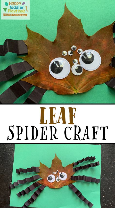 Bat Art Projects For Kids Preschool, Easy Bat Crafts For Kids, Leaf Bug Craft, Halloween Leaf Craft, Spider Art For Toddlers, Creepy Crawlies Craft For Kids, Spider Art For Kids, Spider Art Preschool, Bug Activities For Kids