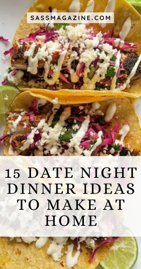 From cozy comfort food to elegant dishes that dazzle the palate, these recipes are not just about the food – they’re about creating moments of connection and indulging in the pleasure of each other’s company. We have found some of our favorite date night dinner recipes to make at home. Whether you’re planning a romantic evening for two or a cozy gathering at home, try one of these simple yet impressive recipes that are bound to make your date night a flavorful and memorable affair. Date Night Cooking Recipes, Mexican Dinner Date Night At Home, Date Night Grilling Ideas, Anniversary Recipes Dinner, Date Dinners To Make, Date Night Foods At Home, Fun Recipes To Make As A Couple, Couples Dinner At Home, Recipes To Make As A Couple