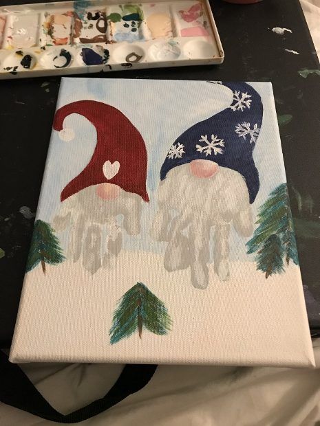 Gnome Handprint Craft, Gnome Handprint, Baby Christmas Crafts, Christmas Handprint Crafts, Handprint Christmas, Baby Art Projects, Footprint Crafts, Toddler Arts And Crafts, Handprint Craft