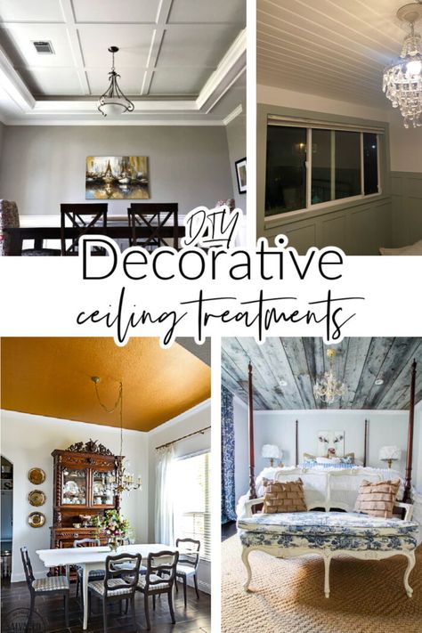 Popcorn Ceiling Makeover, Dining Room Ceiling Design, Diy Tile Backsplash, Ceiling Remodel, Covering Popcorn Ceiling, Basement Guest Rooms, Diy Window Treatments, Popcorn Ceiling, Dining Room Ceiling