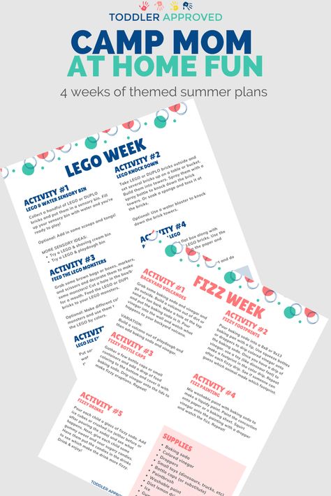 Camp Plans, Summer Camp At Home, Camp At Home, Summer Camp Themes, Camping Planning, Summer Camp Activities, Mom Printable, Summer Fun For Kids, Summer Preschool