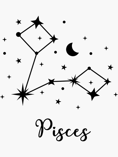 Pisces Constellation Tattoo Stars, Star Signs Personality, Virgo Drawings, Pisces Art Drawing, Pisces Embroidery, Pisces Star Constellation, Horoscope Aesthetic, Pisces Design, Image Cricut