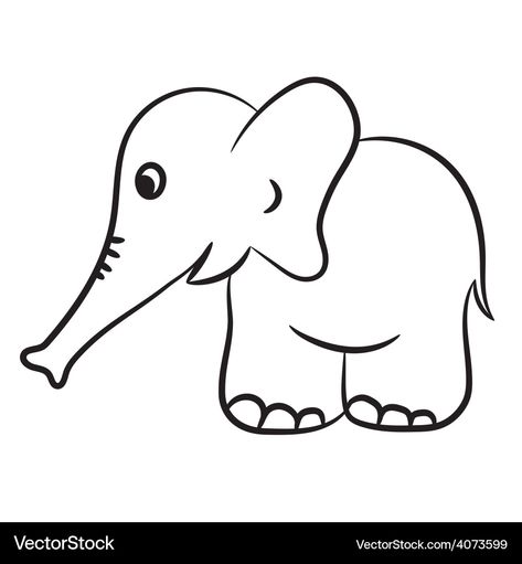 Elephant Vector Illustration, Elephant Black And White, Elephant Vector, Elephant Outline, Outline Pictures, Line Images, Black And White Vector, Horse Wallpaper, Black And White Baby