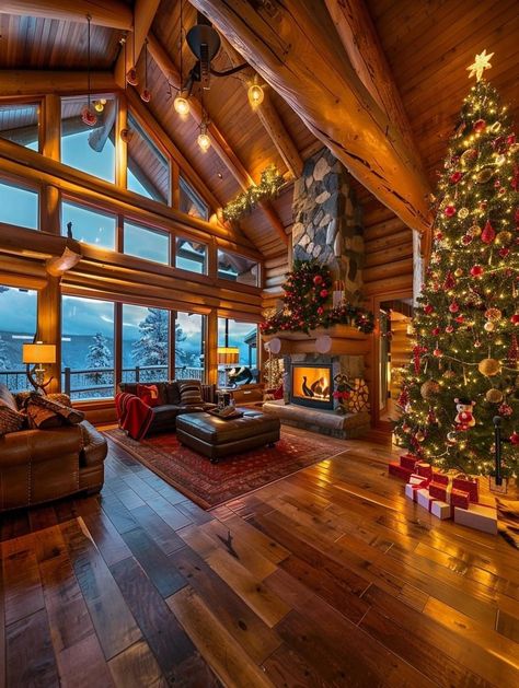 Luxury Outdoor Spaces, Holiday Cabin, Christmas Interior Decor, Swiss House, Farm Style House, Cabin Living Room, Log Cabin Ideas, Ski Cabin, Cozy Christmas Decor