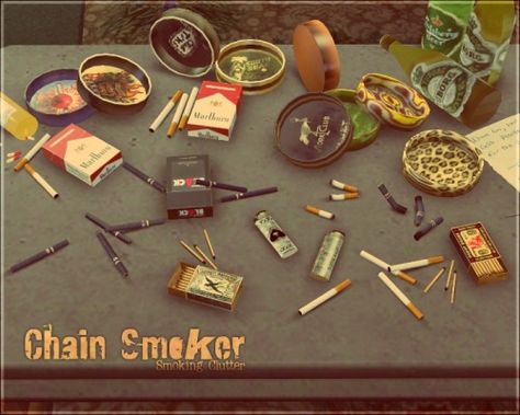 Chain Smoker Smoking Clutter | Aikea Guinea Club Crimsyn Die Sims 4, Sims Packs, Sims 4 Clutter, Sims 4 Bedroom, The Sims 4 Packs, Sims 4 Mm Cc, Sims 4 Body Mods, Sims 4 Expansions, Tumblr Sims 4