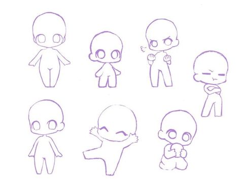 Small Chibi Drawings, Chibi Base Standing, How To Draw Chibi Bodies, Cute Pose Reference Drawing, Chibi Reference Pose, Pose Reference Chibi, Chibi Drawing Reference, Cute Chibi Poses, Chibi Poses Reference