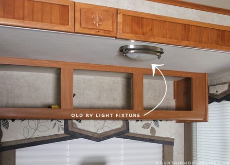 Want to replace those old light fixtures in your motorhome with updated RV interior lighting? It's a lot easier than you think! Small Rv Bathroom Ideas, Rv Living Room Ideas, Renovate Camper, Rustic Camper, Trailer Redo, Rv Living Room, Camper Lights, Rv Remodeling, Motorhome Remodel