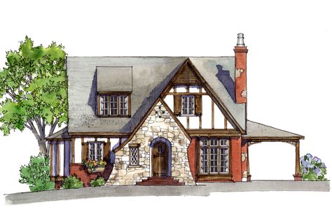 25 Old World House Plans To Mix The Old With The New Tudor Cottage House Plans, Tudor Miniatures, English Cottage Floor Plans, House Plans Southern Living, Storybook Cottage House Plans, English Cottage House, House Plans Southern, English Cottage House Plans, Honeymoon Cottage