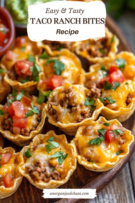 Looking for a quick and delicious appetizer or snack? These Taco Ranch Bites are the perfect solution! Packed with zesty taco flavors and creamy ranch, these little bites are a crowd-pleaser that’s easy to make and even easier to devour. Whether you're hosting a game day party or just need a fun snack, Taco Ranch Taco Ranch Bites, Mini Taco Appetizer, Mexican Appetizers Easy, Taco Appetizers, Taco Bites, Amazing Food Platters, Thanksgiving Snacks, Mexican Appetizers, Appetizers For Kids