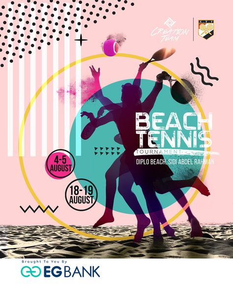 Beach Tennis Illustration, Beach Tennis Design, Tennis Posters, Advertising Graphic Design, Beach Games, Tennis Tournaments, Beach Tennis, Creative Direction, Photoshop Adobe