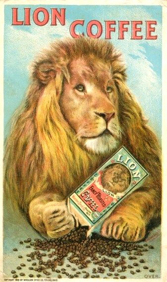 Lion  coffee Coffee Ads, Lion Coffee, Nitro Coffee, Coffee Talk, Coffee Poster, Trade Cards, Coffeehouse, Coffee Branding, Lion Brand