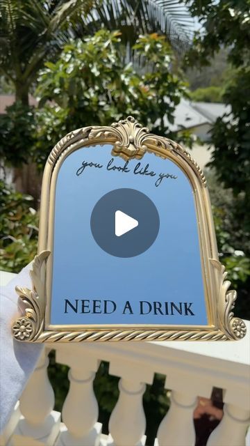 Kristi Tu on Instagram: "Would you believe me if I told you I made this bar sign for under $8? This sign will sit right on the bar. Homegoods has the most affordable gold frames/mirrors   I can’t wait to show how I DIY’d our bar menu. Follow for more wedding content 🥰  #diywedding #diyweddingdecor #diyweddingideas #weddingbar #weddingsignage #weddingsign #asmrsounds #sandiegowedding #2024bride #2024brides #bridetobe #sandiegobride #socalbride #socalbrideblog #sdblogger #sdbloggers #sandiegoeats #sandiegoliving #sandiegogram #weddingcontentcreator #weddingplanning #cricutcreations #cricutdiy #cricutwedding #weddingseason" Mirror Bar Menu Wedding, Mirror Bar Sign Wedding, Diy Bar Sign, Bar Signs For Wedding, Bar Mirror Sign, Mirror Bar Sign, Bar Signs Diy, Wedding Content, Wedding Mirror