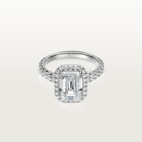 Cartier Engagement Ring, Harry Winston Engagement, Cartier Wedding Rings, Platinum Wedding Rings, Emerald Engagement Ring Cut, White Gold Wedding Rings, Luxury Bridal, Cartier Ring, Emerald Cut Diamonds