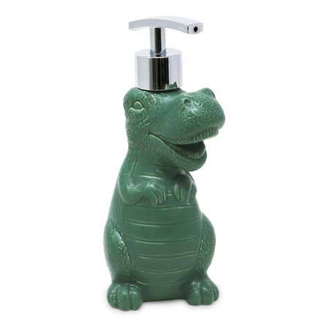 PRICES MAY VARY. 🦖 PRACTICAL: This dinosaur-shaped ceramic soap / lotion dispenser pampers your hands with fresh soap or silky lotion. The sleek chrome pump is easy to use and screws on top of a sturdy, yet delicate ceramic animal design. This ceramic soap dispenser is a fun accent piece for your bathroom and kitchen décor. 🦖 APPEALING LOOK: Features a dinosaur shaped ceramic bottle in a pastel, green matte glaze. If your kids are obsessed with dinosaurs, they are going to love washing their h Ceramic Dinosaur, Pastel Bathroom, Ceramic Soap Dispenser, Toilet Bowl Brush, Ceramic Accessory, Kitchen Soap, Ceramic Bottle, Soap Pump, Makeup Brush Holders