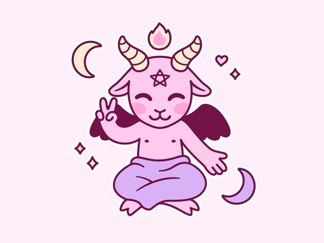 Lil Baphomet by Irina Mir on Dribbble Trippy Drawings, Devil Halloween, Guild Wars 2, Guild Wars, Custom Badges, Creepy Cute, Reference Images, Bumper Stickers, Sale Poster