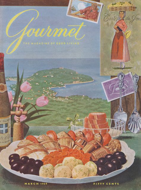 Food Magazine Cover, Sweets Illustration, Kitchen Library, Magazine Cover Art, Gourmet Magazine, Illustration Kitchen, Retro Sweets, New Yorker Covers, Nostalgic Images