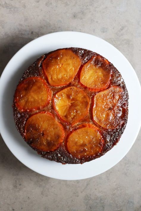 upside down persimmon cake - Cardamom and Tea Persimmon Cake, Persimmon Recipes, Slow Roast, Cake Cover, Upside Down Cake, Cake Ingredients, Persimmon, Upside Down, Eat Cake