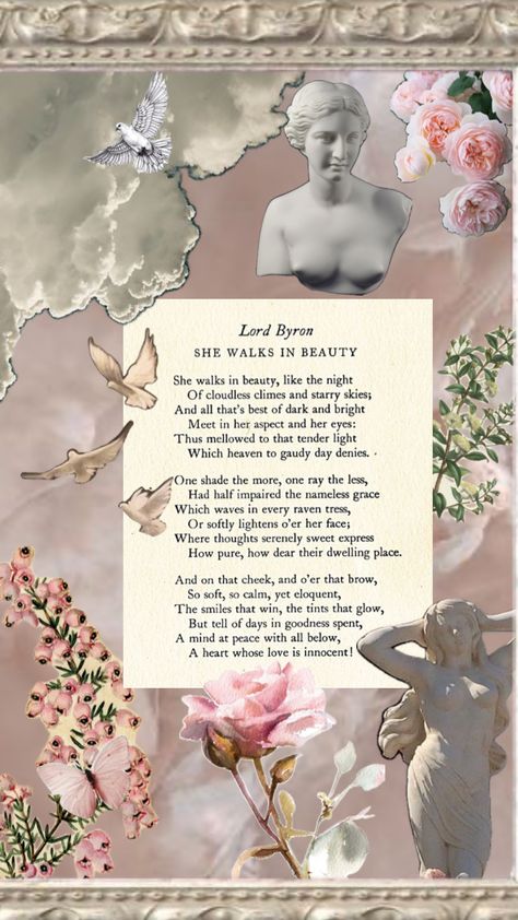 #poem #lordbyron #beauty She Walks In Beauty Lord Byron, Byron Aesthetic, She Walks In Beauty, Lord Byron, Starry Sky, Romantic Quotes, Literature, Pure Products, Quotes