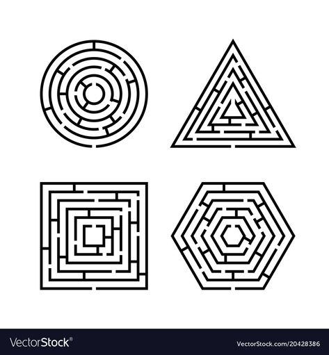 Maze Tattoo, Triangle Puzzle, Labyrinth Game, Labyrinth Design, Maze Design, Geometric Shapes Art, 1 Tattoo, Puzzle Set, Game Concept