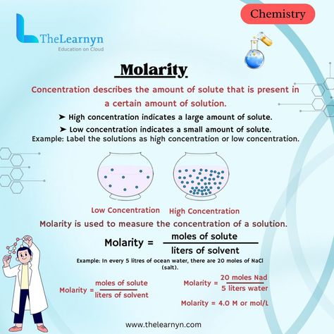 Understanding molarity just got easier! Let's dive into the world of solutions and concentrations with this simple guide. 🔹 What is Molarity? 🤔 Molarity, represented by "M," is a measure of the concentration of a solute in a solution. It's calculated by dividing the number of moles of solute by the volume of the solution in liters. 🧪 🔹 Why is Molarity Important? 🌟 Understanding molarity is crucial in chemistry because it helps us accurately measure and describe the strength of a solution. W... Solutions Chemistry, Chemistry Tips, What Is Chemistry, Chem Notes, Body Knowledge, Learn Chemistry, Essay Writing Examples, Writing Examples, Study Stuff