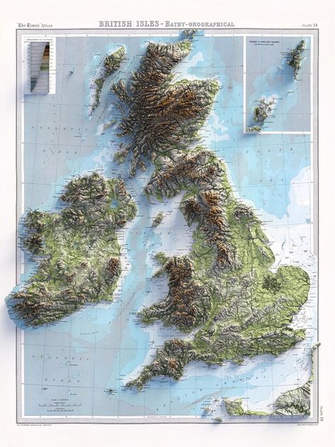 Map Of Britain, 3d Maps, Terrain Map, Elevation Map, World Geography, Relief Print, Relief Map, Framed Maps, Topographic Map