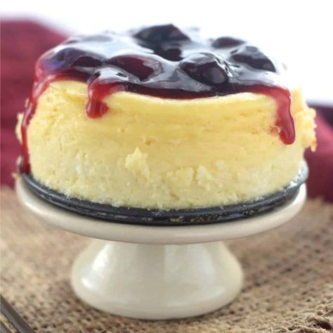 Mini Cheesecake for Two Small Cheesecake Recipe, Homemade Cherry Sauce, Small Cheesecakes, Small Batch Baking, Decadent Food, Cherry Sauce, Dessert For Two, Small Desserts, S'mores