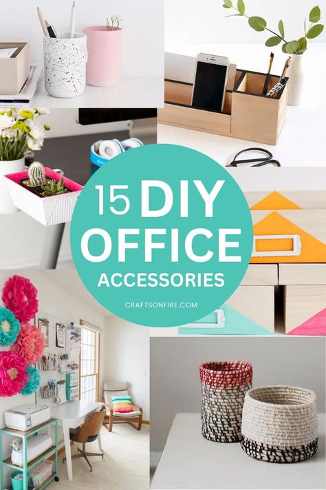 diy office acessories Cute Office Ideas, School Office Decorating Ideas, Office Decor Workplace, School Office Decor, Diy Office Decor, Diy Desk Decor, Organizational Ideas, Amazing Crafts, Diy Office