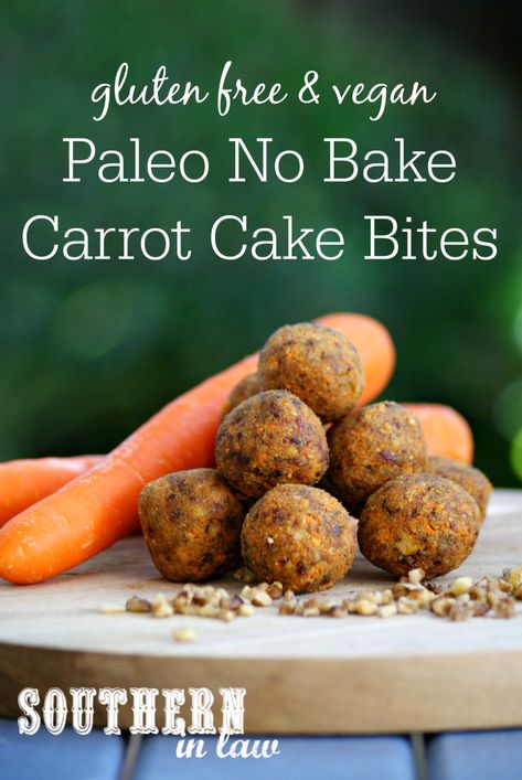 Paleo No Bake Carrot Cake Balls Recipe - raw bites, gluten free, vegan, egg free, dairy free, sugar free, clean eating recipe Carrot Balls, No Bake Carrot Cake, Cake Bites Recipe, Cake Balls Recipe, Carrot Cake Bites, Raw Carrot Cake, Carrot Cake Balls, Paleo Carrot Cake, Clean Eating Recipe