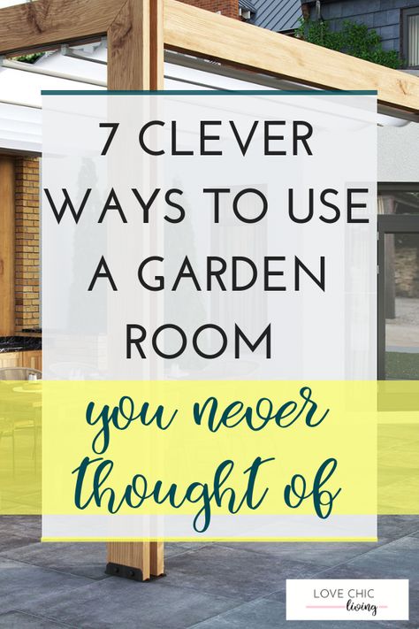 Have you thought about these different ideas for using a garden room? You may not have come across these modern, contemporary ways of decorating your garden room, or even thought of how you could create a clever garden room in your outdoor space.   #gardenroom #conservatory #glasshouse #lovechicliving Small Garden Conservatory Ideas, Garden In Sunroom, Cheap Conservatory Ideas, Conservatory Gym Ideas, Indoor Conservatory Garden, Large Garden Room Ideas, Garden House Interior Design, Conservatory Decor Ideas Uk, Garden Room Flooring Ideas