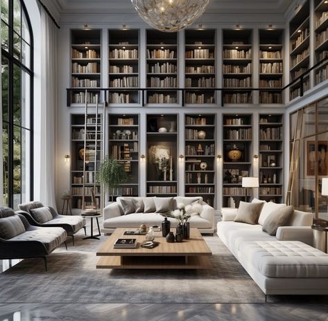 Luxury Library Room Mansion, Luxurious Home Library, Modern Luxury Library, Modern Classic Library, Home Library Luxury, Modern Library Design Home, Home Library Room Luxury, Luxury Library Room, Home Ballroom