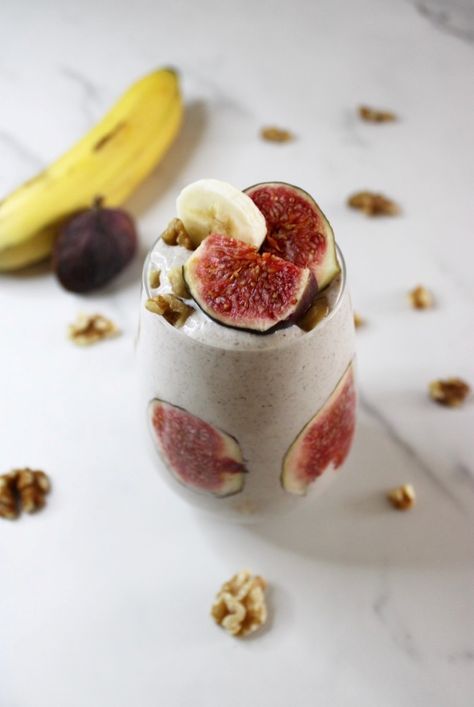 Flaxseed Smoothie, Banana Smoothie Recipe, Vegan Milk, Flax Seeds, Dried Figs, Fresh Figs, Healthy Drinks Recipes, Fruit Smoothie Recipes, Banana Smoothie