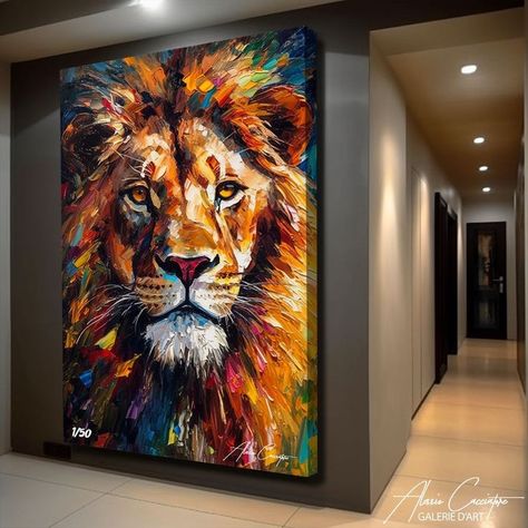 Lion Painting Acrylic, Abstract Lion Painting, Images Pop Art, Colorful Animal Paintings, Animal Paintings Acrylic, Abstract Lion, Lion Canvas Art, Lion Painting, Lion Canvas