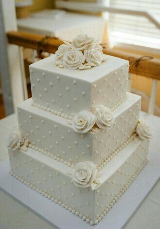 Doll Cake Tutorial, Square Cake Design, Cakes Pretty, Extravagant Wedding Cakes, Wedding Anniversary Cakes, 3 Tier Wedding Cakes, Square Wedding Cakes, Creative Wedding Cakes, Dream Wedding Cake