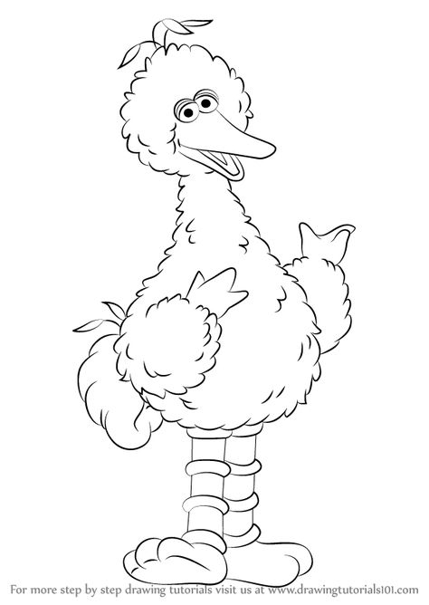 Learn How to Draw Big Bird from Sesame Street (Sesame Street) Step by Step : Drawing Tutorials Elmo Coloring Pages, Sesame Street Coloring Pages, Bird Coloring Page, Big Bird Sesame Street, Bird Coloring, Sesame Street Birthday Party, صفحات التلوين, Sesame Street Party, Elmo Birthday